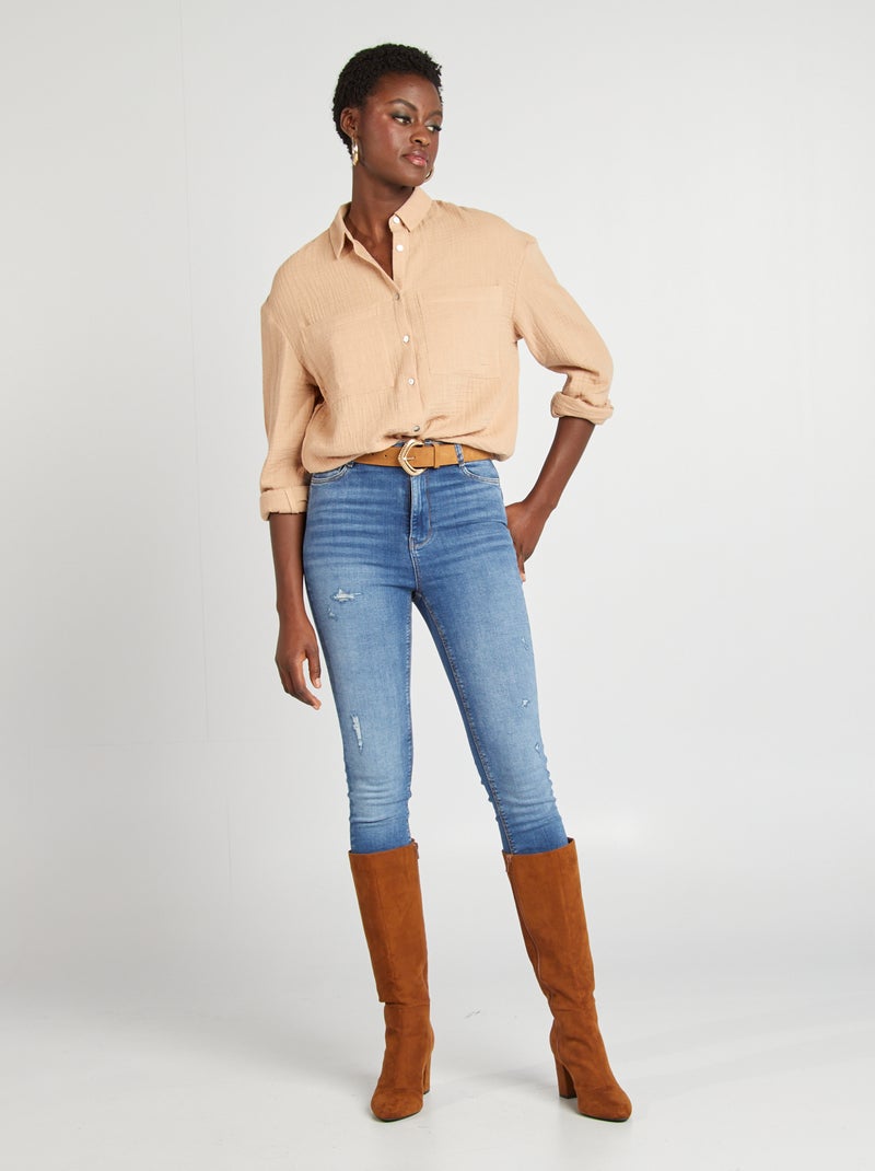 Chemisier Gaz De Coton Moutarde ONE STEP - Taille 40 - Occasion Très Bon état