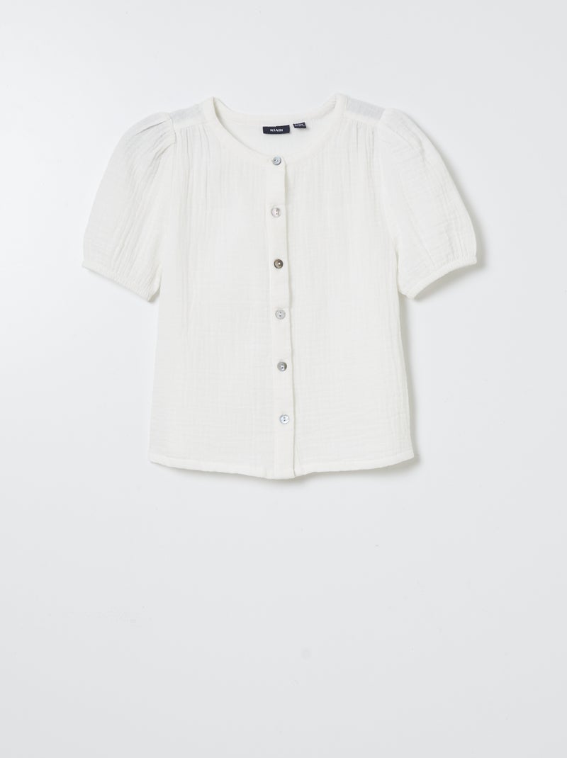Chemisier en gaze de coton blanc - Kiabi