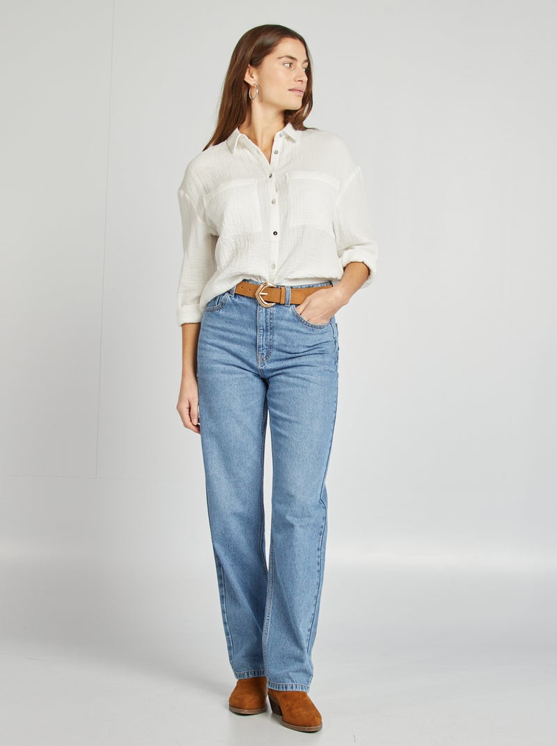 Chemisier en gaze de coton blanc - Kiabi