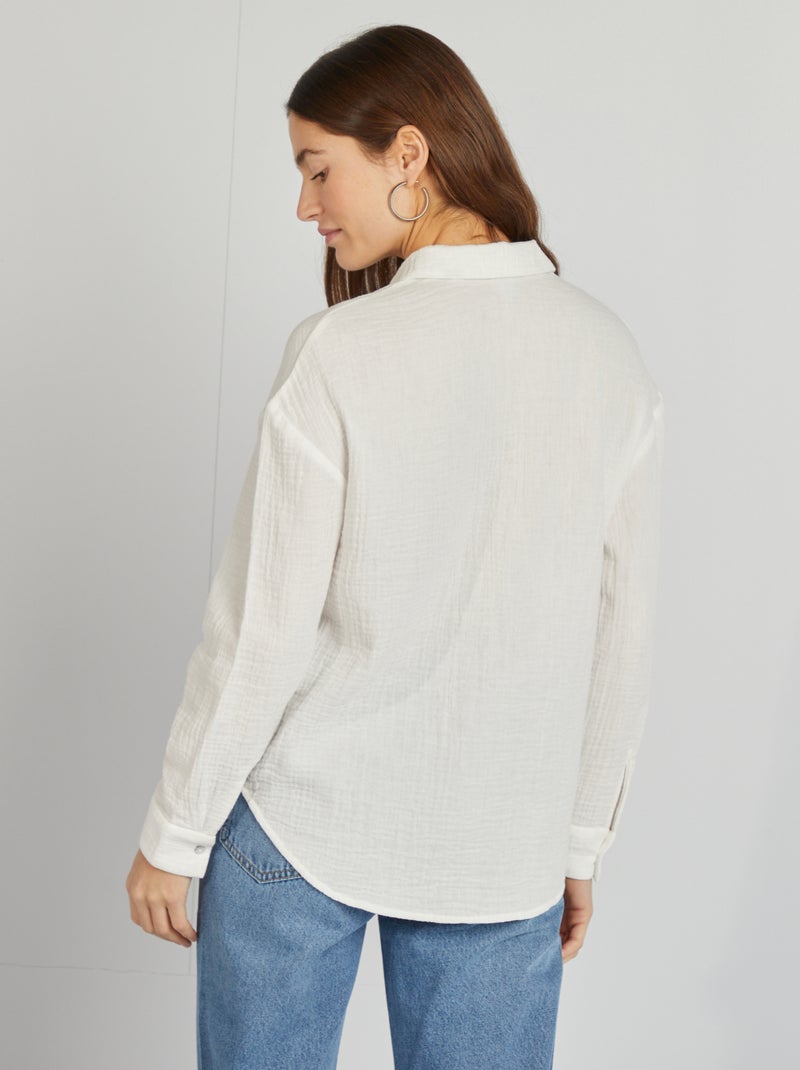 Chemisier en gaze de coton blanc - Kiabi