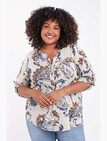 Chemisier en gaze de coton imprimé cachemire PAPRIKA