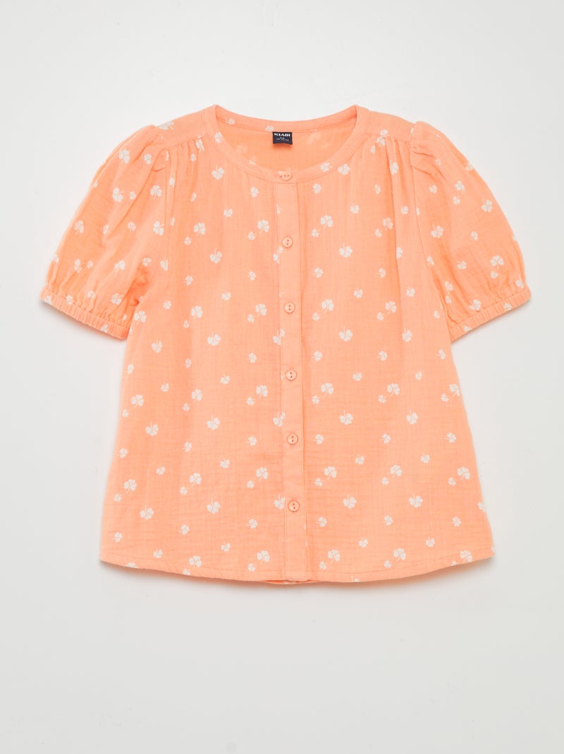 Chemisier en gaze de coton Orange - Kiabi