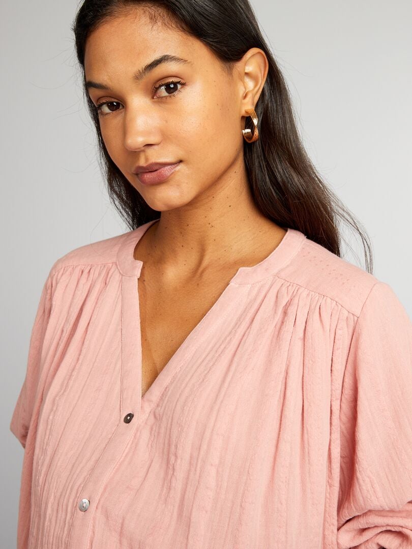 Chemisier en gaze de coton - Rose - Kiabi - 20.00