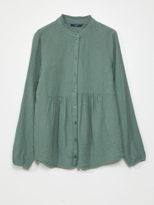 Chemise Femme En Gaze De Coton - Manches Longues - Légère Et Respirante - Imprimé