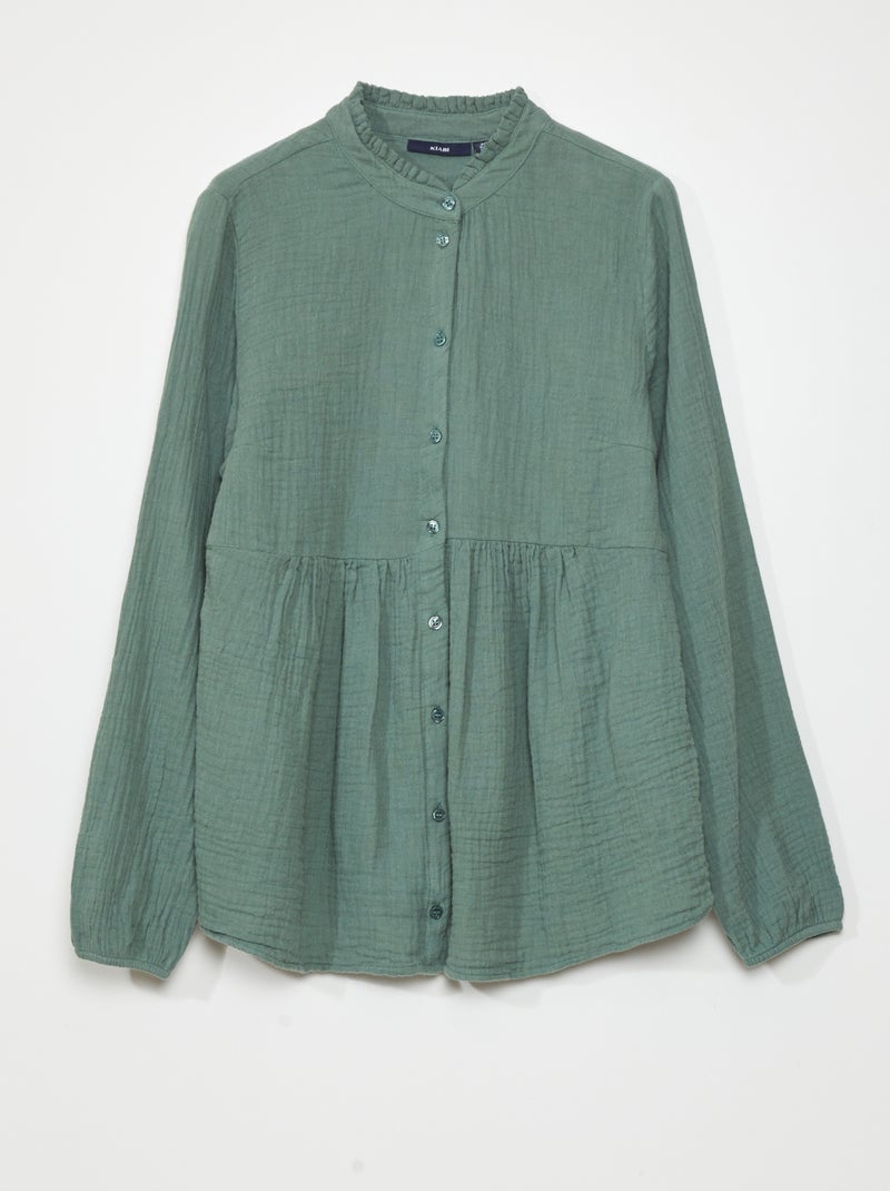 Chemisier en gaze de coton Vert - Kiabi