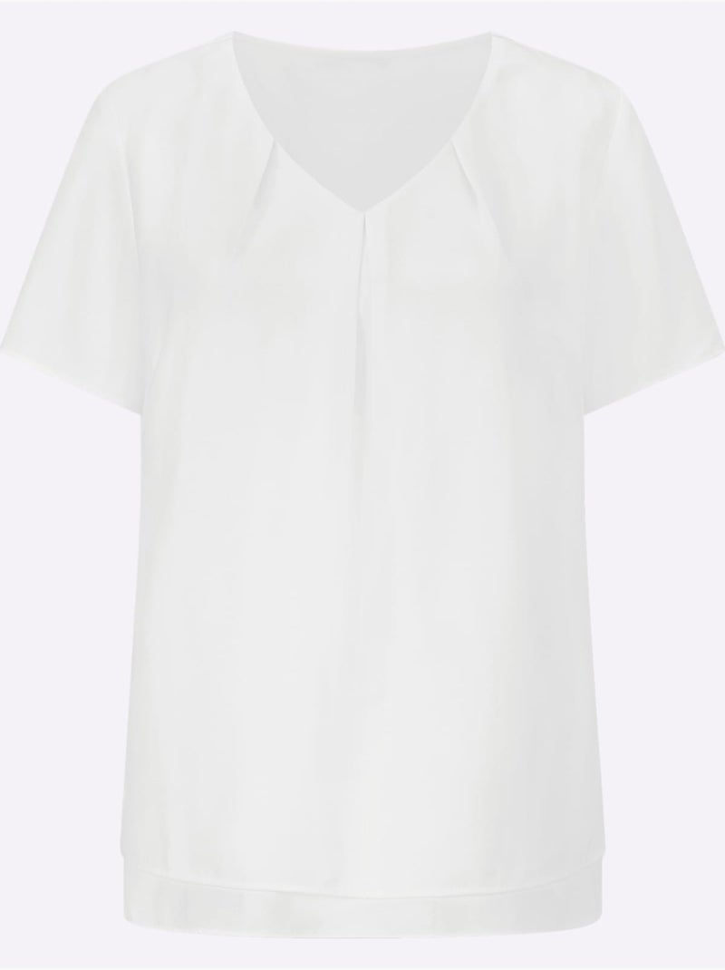 Chemisier En Georgette Doublé - Taille Standard - Witt Blanc cassé - Kiabi