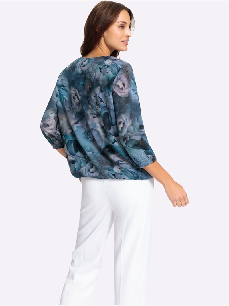 Chemisier En Georgette En Polyester Recyclé - Taille Standard - Witt Bleu marine - Kiabi