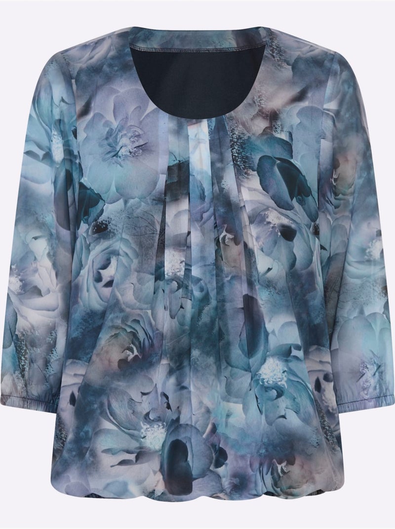 Chemisier En Georgette En Polyester Recyclé - Taille Standard - Witt Bleu marine - Kiabi