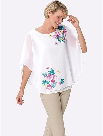 Chemisier En Georgette : Jersey Et Partie Tissée Légère - Taille Standard - Moda Vilona