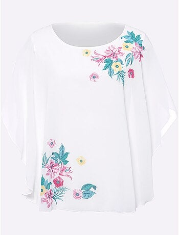 Chemisier En Georgette : Jersey Et Partie Tissée Légère - Taille Standard - Moda Vilona