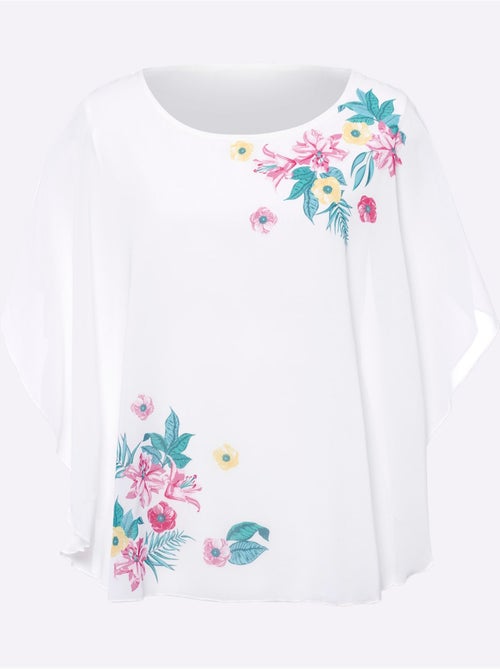 Chemisier En Georgette : Jersey Et Partie Tissée Légère - Taille Standard - Moda Vilona - Kiabi Chemisier En Georgette : Jersey Et Partie Tissée Légère - Taille Standard - Moda Vilona - Kiabi