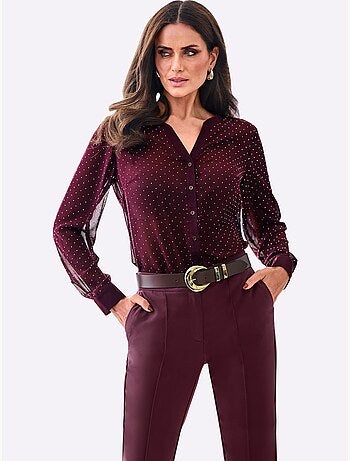 Chemisier En Georgette Lavallière Amovible - Taille Standard - Helline