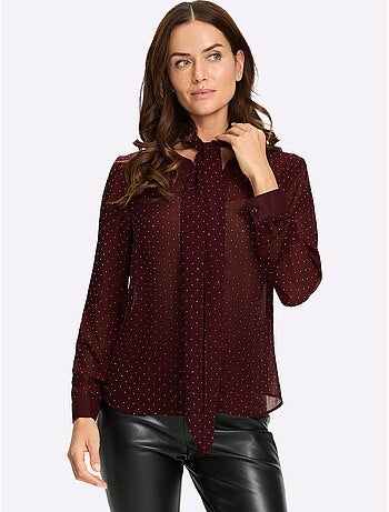 Chemisier En Georgette Lavallière Amovible - Taille Standard - Helline