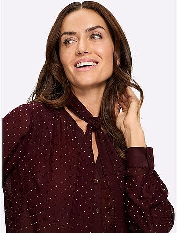 Chemisier En Georgette Lavallière Amovible - Taille Standard - Helline