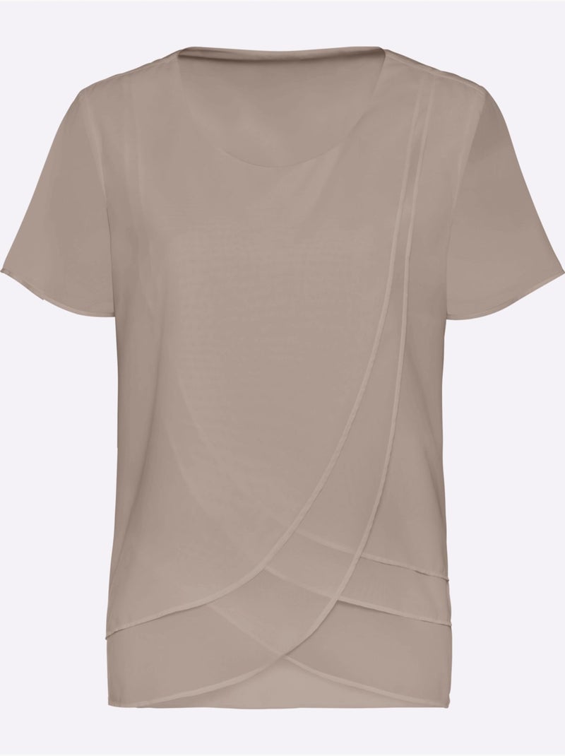 Chemisier En Georgette Qualité Georgette Légère - Taille Standard - Witt Beige - Kiabi