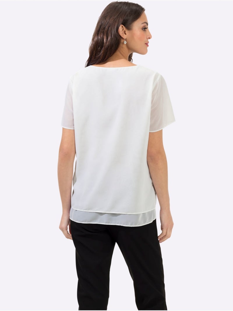 Chemisier en georgette qualité georgette légère - taille standard - witt Ecru - Kiabi