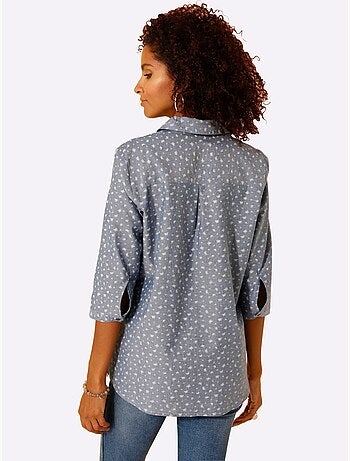 Chemisier En Jean Aspect Jean Tendance - Taille Standard - Moda Vilona