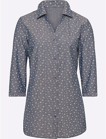 Chemisier En Jean Aspect Jean Tendance - Taille Standard - Moda Vilona