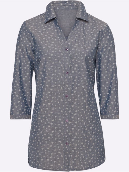 Chemisier En Jean Aspect Jean Tendance - Taille Standard - Moda Vilona - Kiabi
