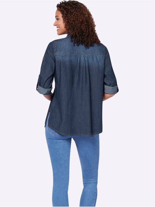 Chemisier en jean avec col chemise et manches longues - Taille standard - Witt - Kiabi