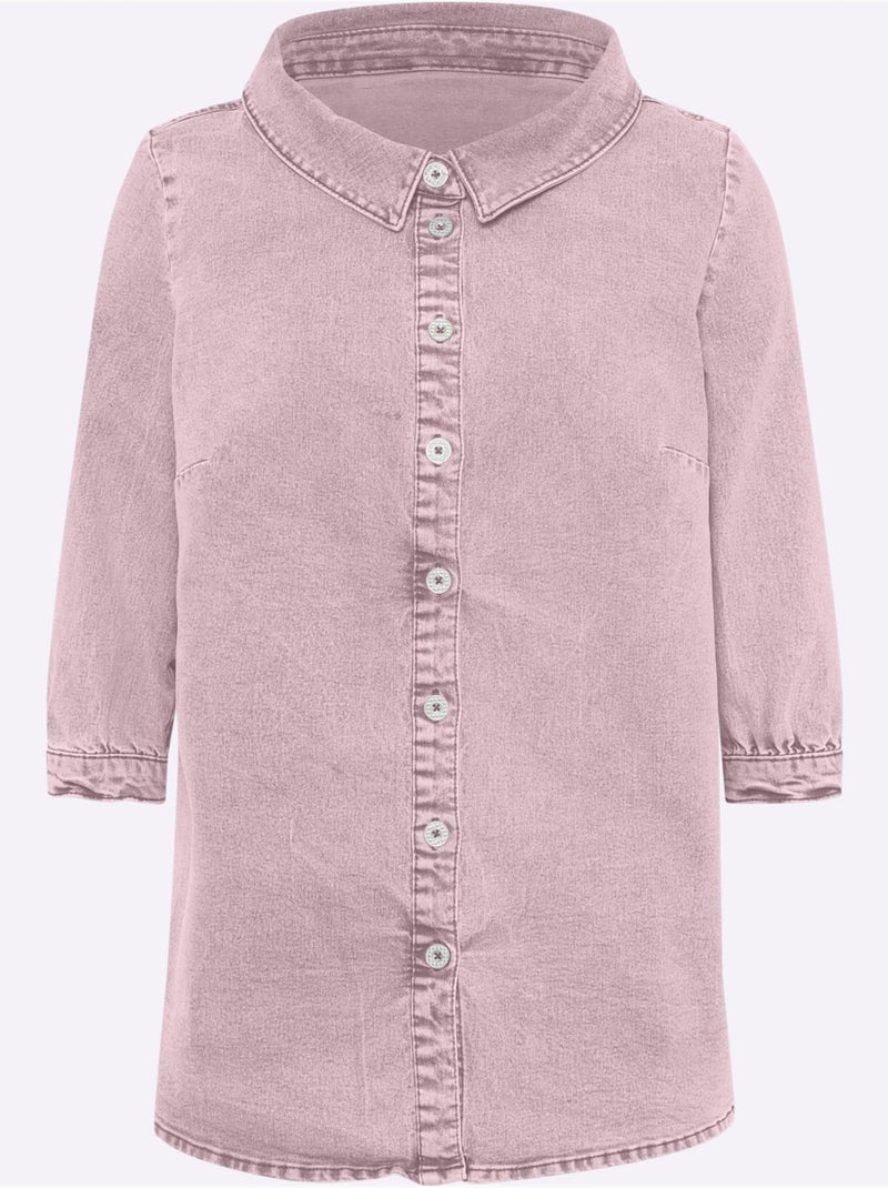Chemisier En Jean Col à Revers élégant - Taille Standard - Helline Rose - Kiabi