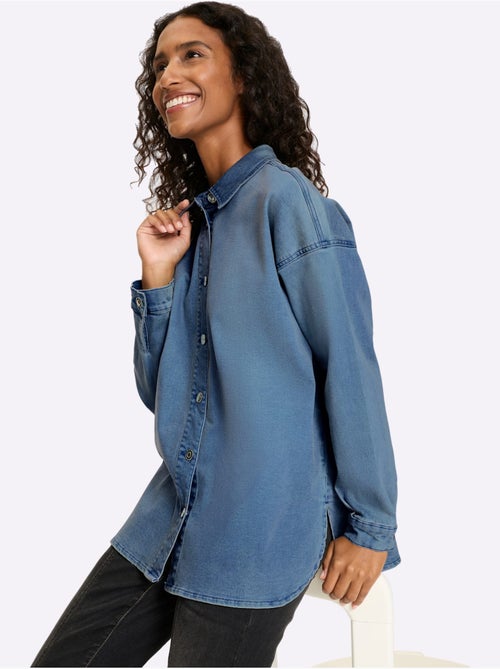Chemisier En Jean Coton Extensible Confortable - Taille Standard - Helline - Kiabi