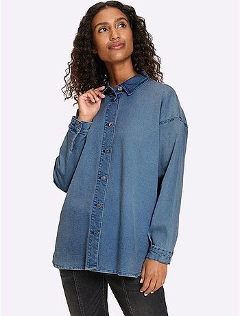 Chemisier En Jean Coton Extensible Confortable - Taille Standard - Helline