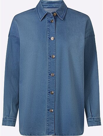 Chemisier En Jean Coton Extensible Confortable - Taille Standard - Helline