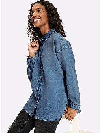 Chemisier En Jean Coton Extensible Confortable - Taille Standard - Helline