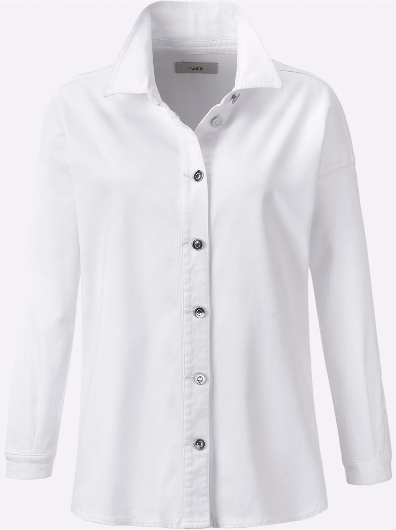 Chemisier En Jean Coton Extensible Confortable - Taille Standard - Helline Ecru - Kiabi