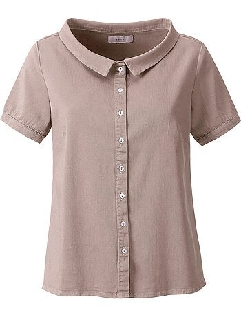 Chemisier En Jean élégant Col Claudine Doublé - Taille Standard - helline