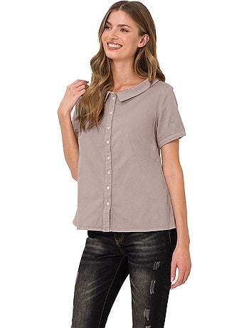 Chemisier En Jean élégant Col Claudine Doublé - Taille Standard - helline