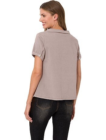 Chemisier En Jean élégant Col Claudine Doublé - Taille Standard - helline