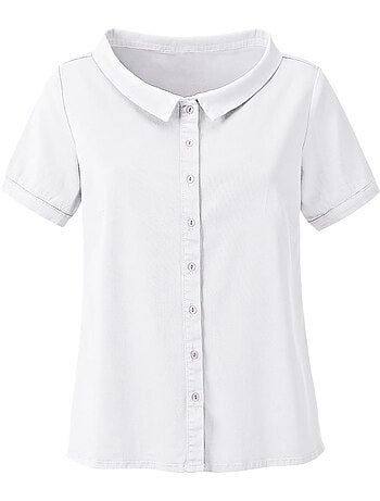 Chemisier En Jean élégant Col Claudine Doublé - Taille Standard - helline