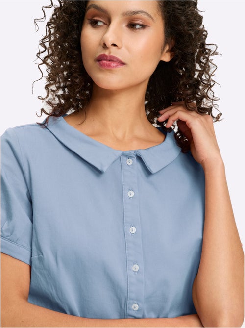 Chemisier En Jean élégant Col Claudine Doublé - Taille Standard - Helline - Kiabi