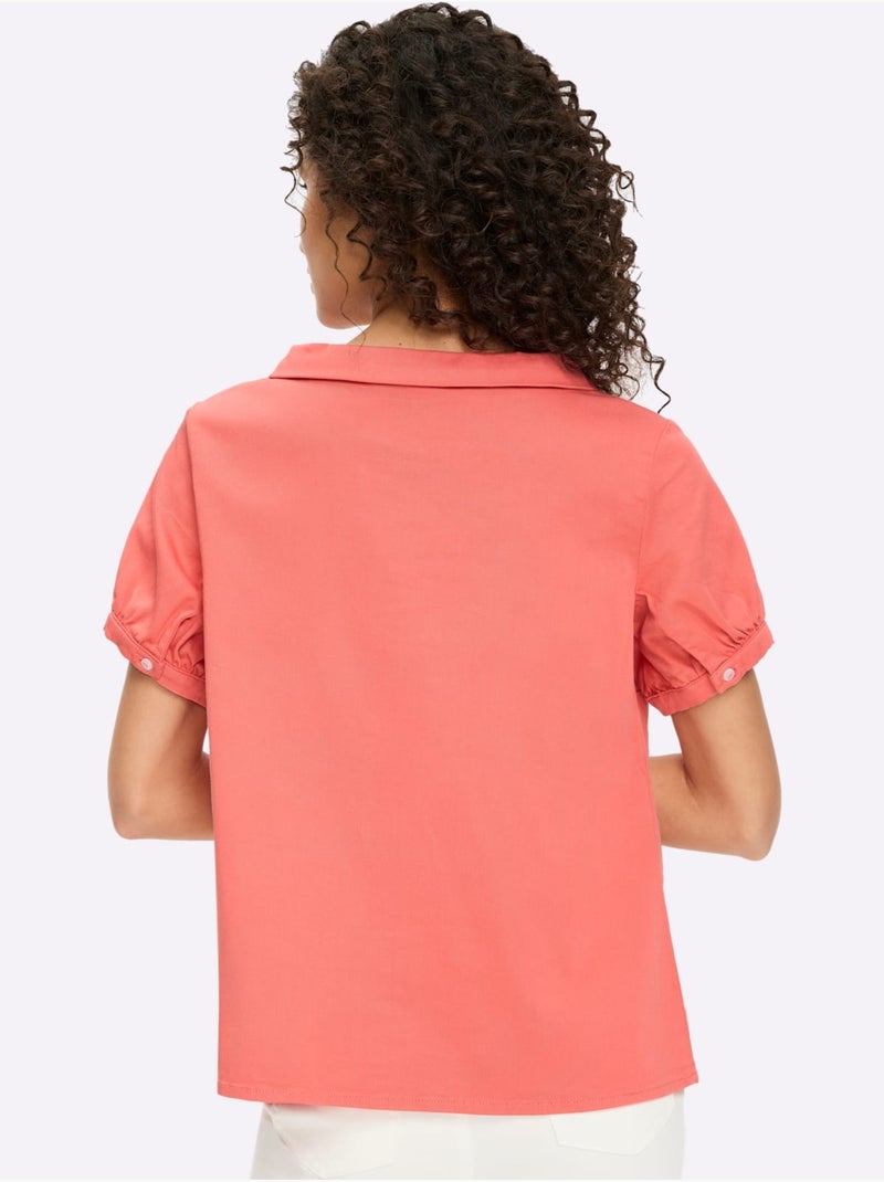 Chemisier En Jean élégant Col Claudine Doublé - Taille Standard - Helline Corail - Kiabi