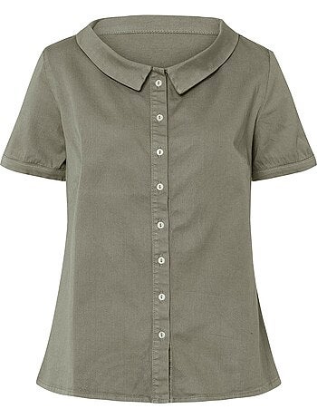 Chemisier En Jean élégant Col Claudine Doublé - Taille Standard - helline