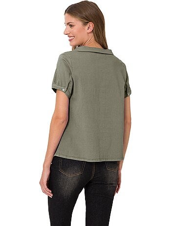 Chemisier En Jean élégant Col Claudine Doublé - Taille Standard - helline