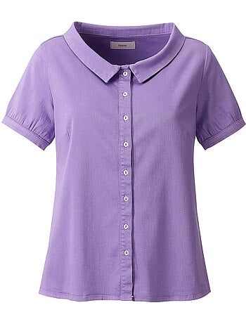 Chemisier En Jean élégant Col Claudine Doublé - Taille Standard - helline