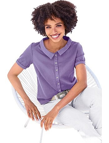 Chemisier En Jean élégant Col Claudine Doublé - Taille Standard - helline