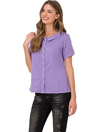 Chemisier En Jean élégant Col Claudine Doublé - Taille Standard - helline