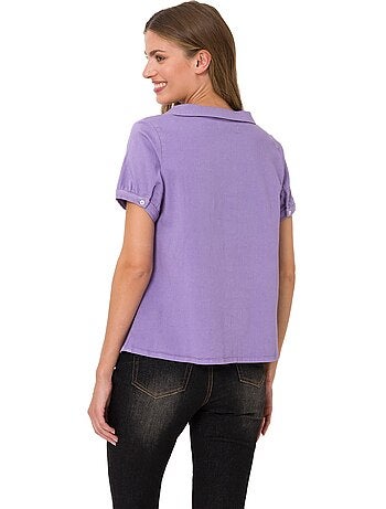 Chemisier En Jean élégant Col Claudine Doublé - Taille Standard - helline