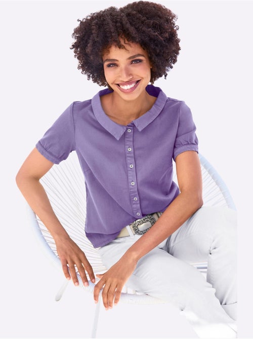 Chemisier En Jean élégant Col Claudine Doublé - Taille Standard - Helline - Kiabi