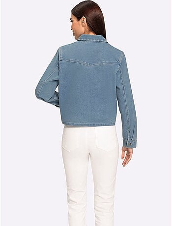Chemisier En Jean Forme Courte Tendance - Taille Standard - Helline
