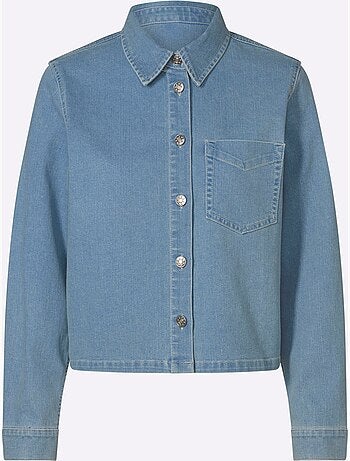 Chemisier En Jean Forme Courte Tendance - Taille Standard - Helline