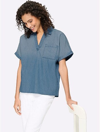 Chemisier en jean pur coton - taille standard - helline