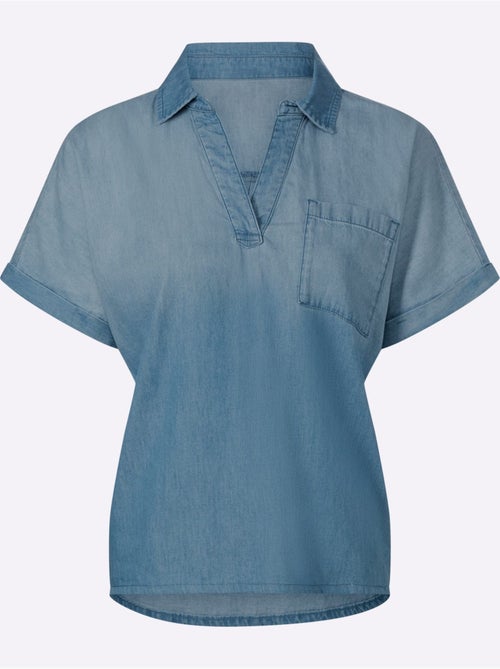 Chemisier en jean pur coton - taille standard - helline - Kiabi Chemisier en jean pur coton - taille standard - helline - Kiabi
