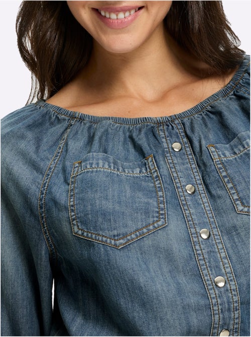 Chemisier en jean pur coton - taille standard - helline - Kiabi Chemisier en jean pur coton - taille standard - helline - Kiabi