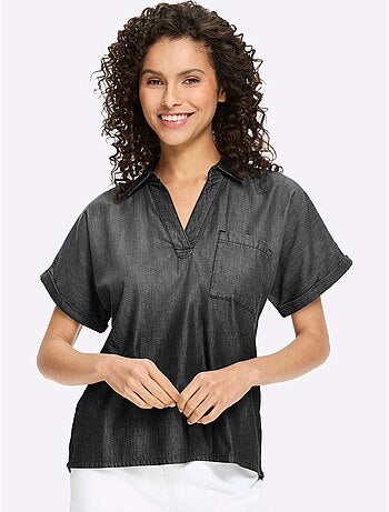 Chemisier en jean pur coton - taille standard - helline