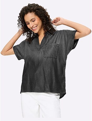 Chemisier en jean pur coton - taille standard - helline